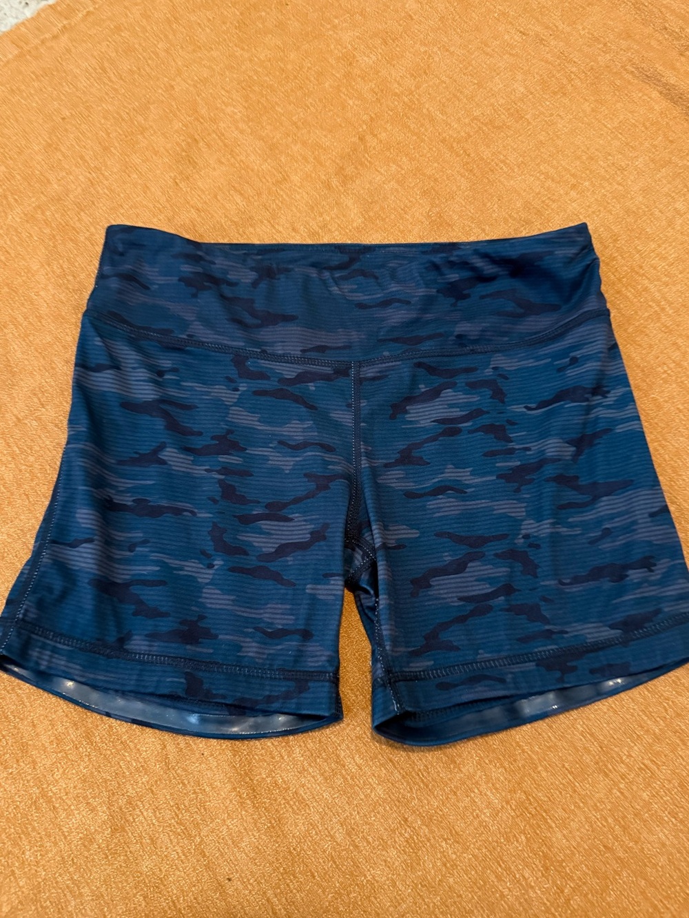 Women's Navy Camo Bike active workout running Shorts - Stretch Performance